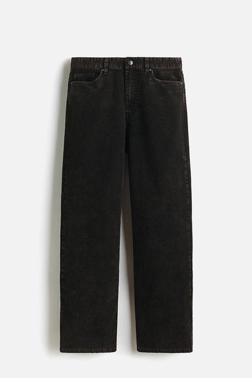 Relaxed fit corduroy trousers - denim black