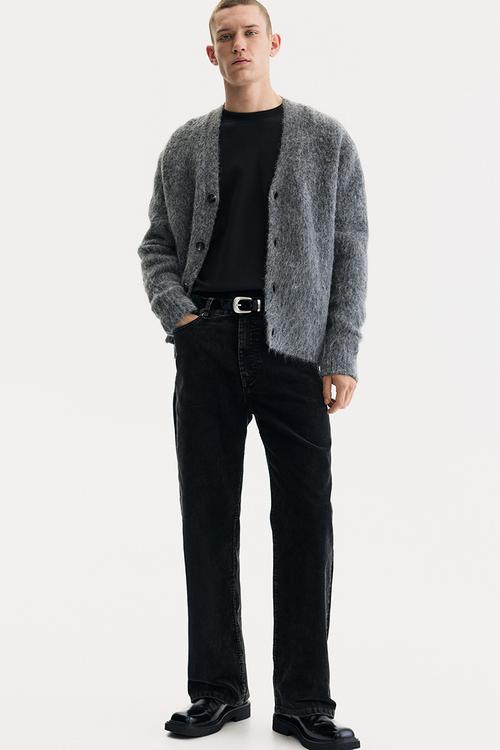 Relaxed fit corduroy trousers - denim black