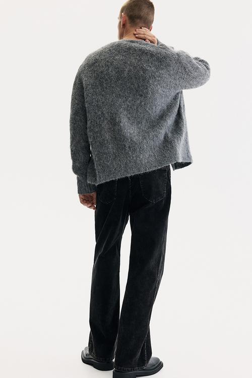 Relaxed fit corduroy trousers - denim black