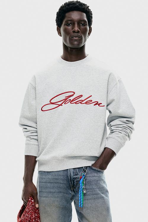 Loose fit sweatshirt - light grey marl/golden