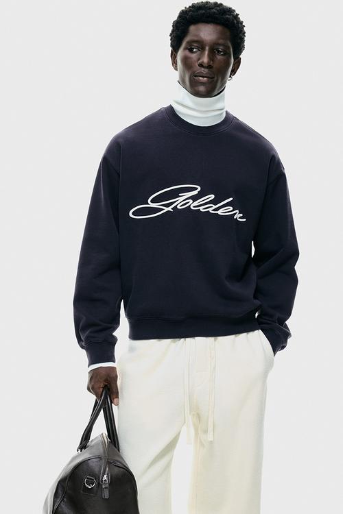 Loose fit sweatshirt - navy blue/golden