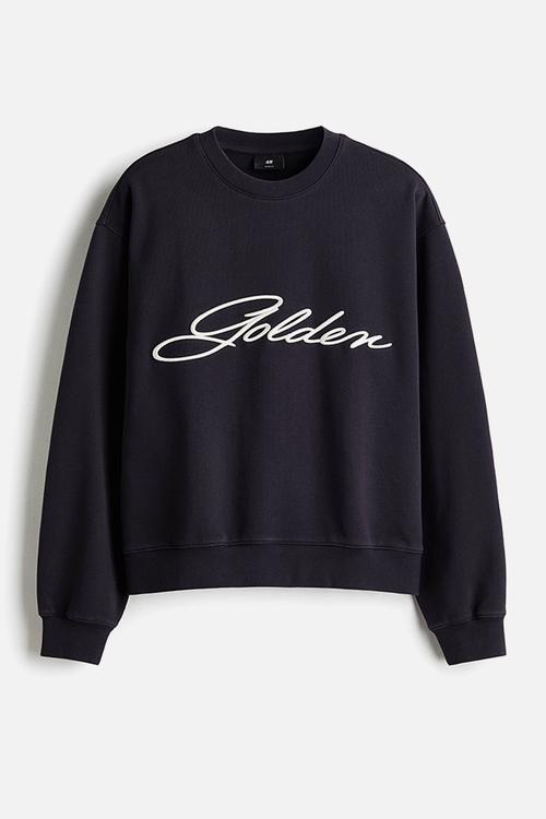 Loose fit sweatshirt - navy blue/golden