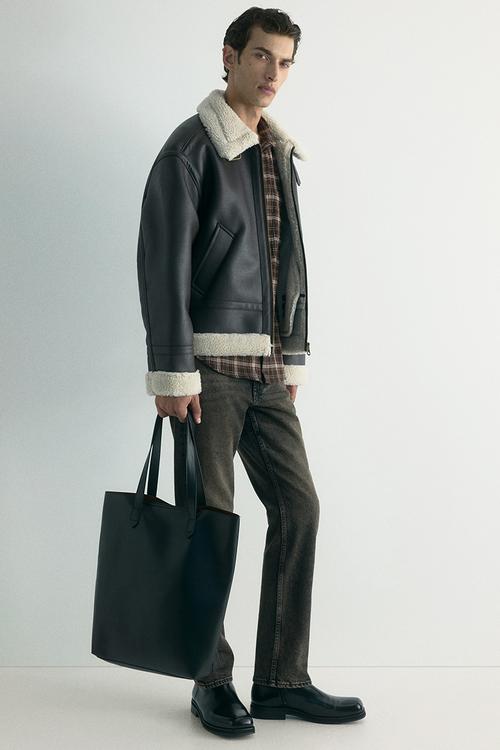 Loose fit shirt - brown/checked