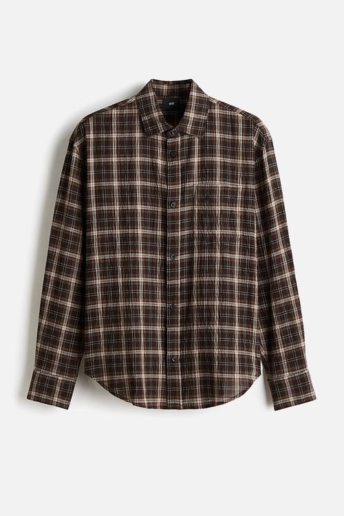 Loose fit shirt - brown/checked