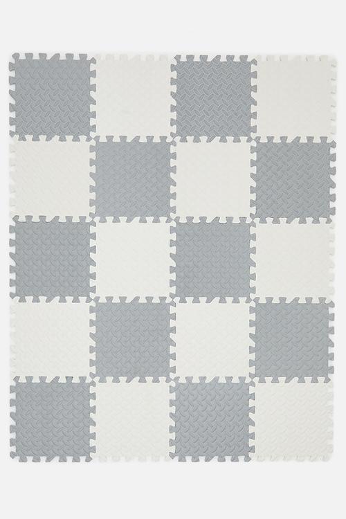 Checkerboard puzzle mat - grey multi