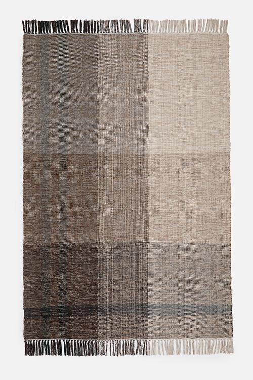Alto Check Cotton Woven Rug Natural