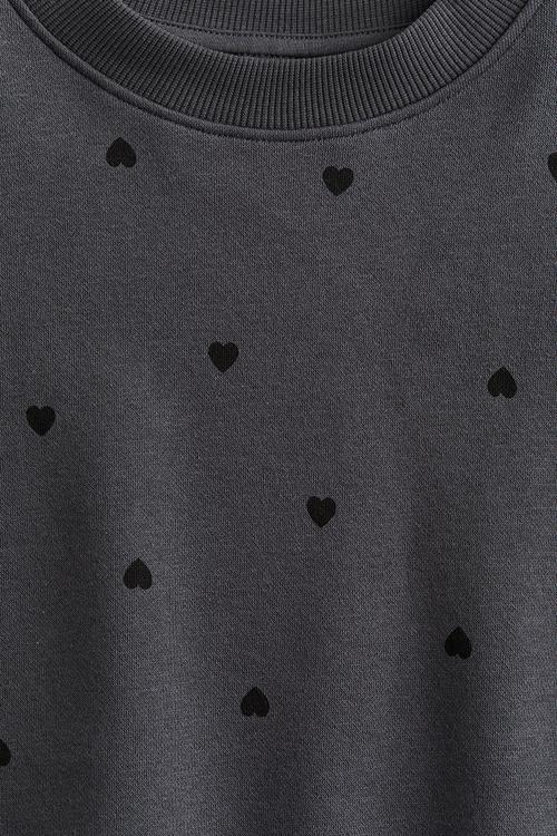 Frilled sweatshirt - dark grey/hearts