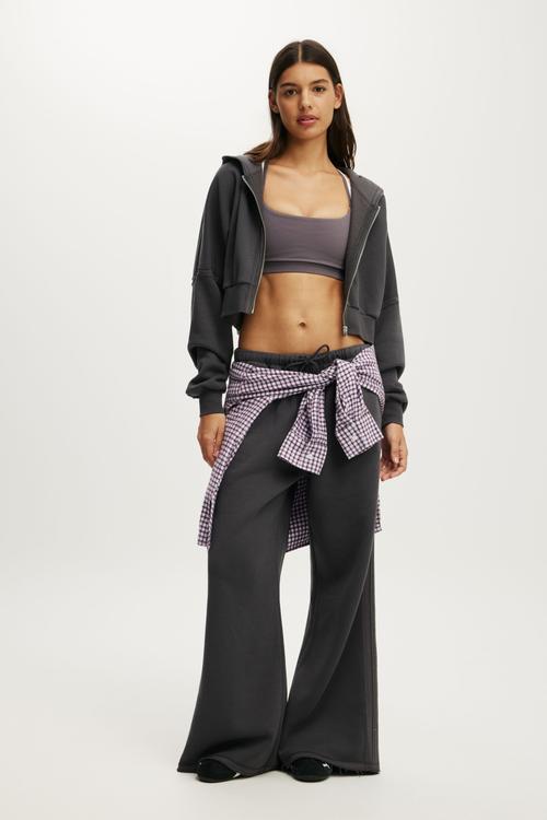 Active Raw Edge Wide Leg Sweatpant - Graphite