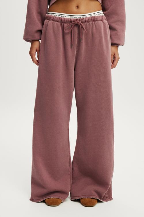 Active Raw Edge Wide Leg Sweatpant - Washed Dusty Rose