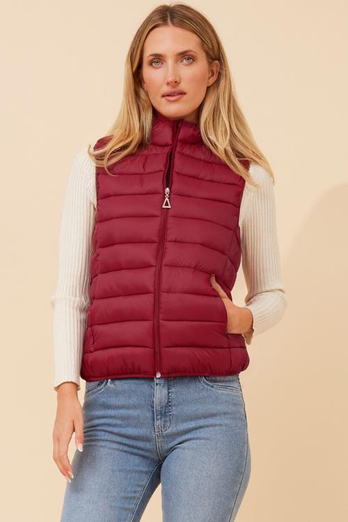 S/Less Zip Through Puffer Jacket - Red Dahlia