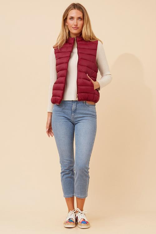S/Less Zip Through Puffer Jacket - Red Dahlia