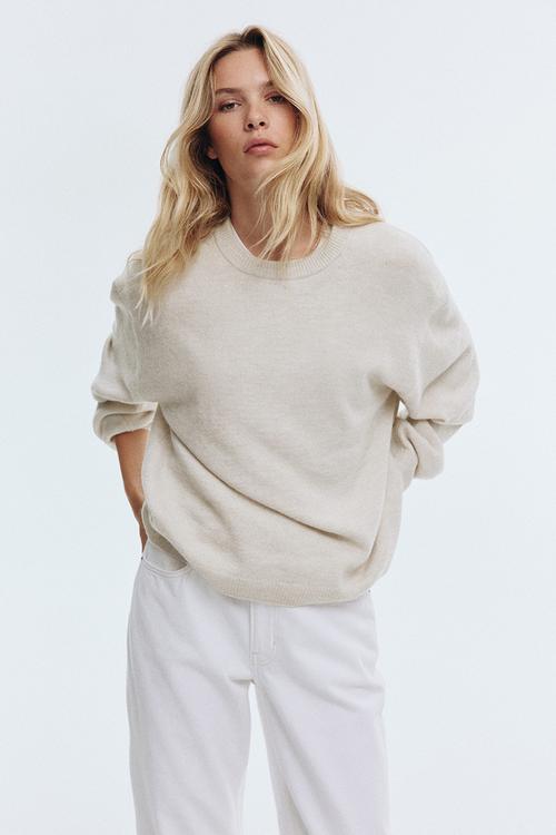Knitted jumper - light beige marl