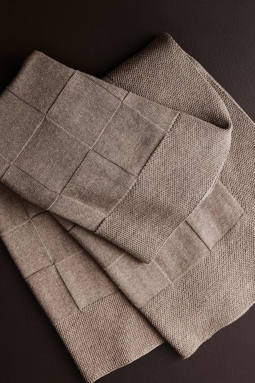 Knitted cotton blanket - dark beige