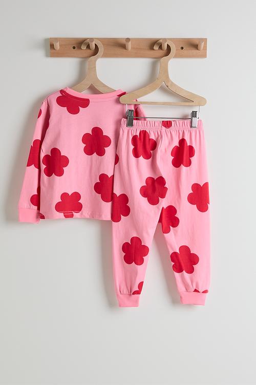 Red floral aop pj set - pink/ladybug