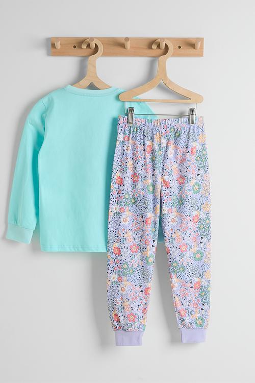 Mouse placement & print pj set - aqua blue/floral multi
