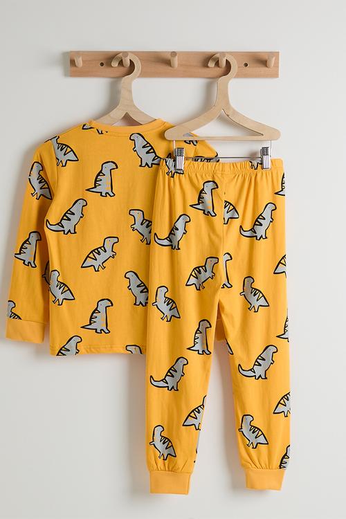 Pj set - yellow/dino aop