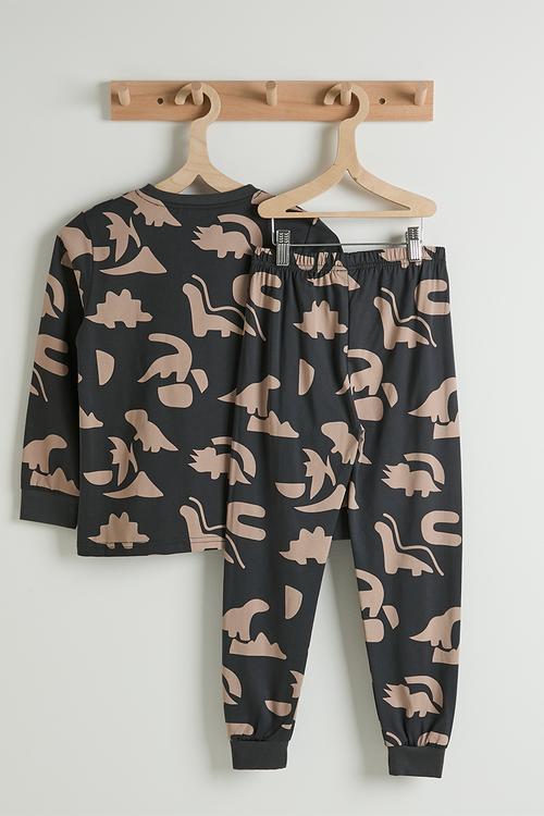 Pj set - dark grey/dino multi