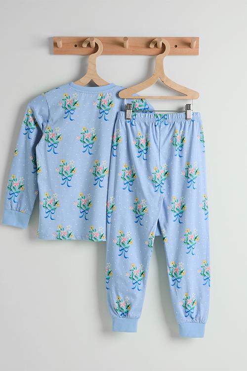 Pj set - blue/floral multi