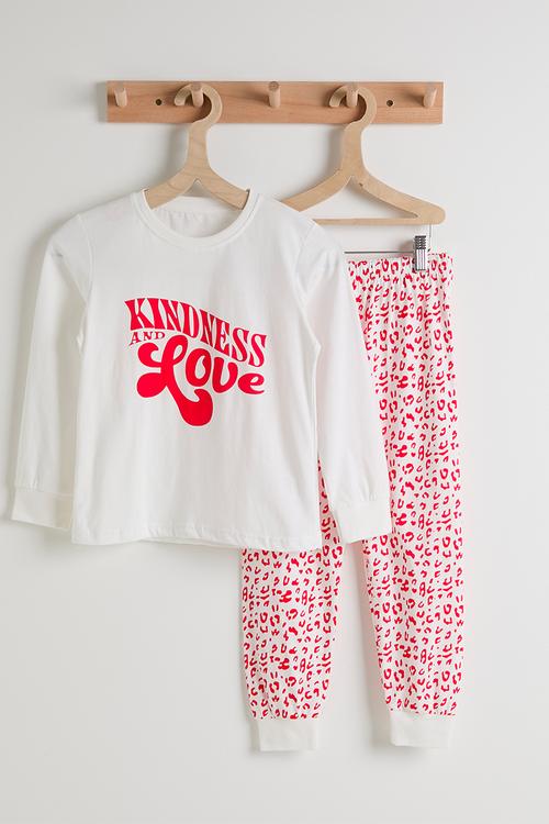 Pj set - white/red leopard print