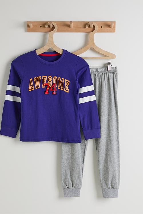 Pj set - navy/grey