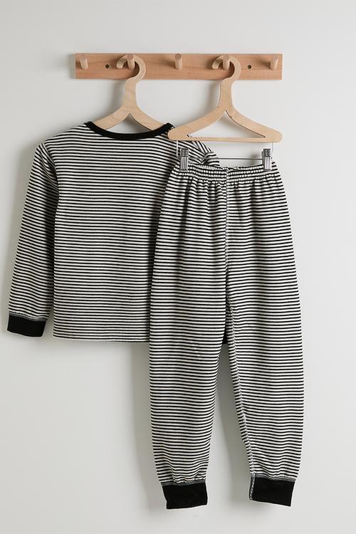 Striped pj set - black