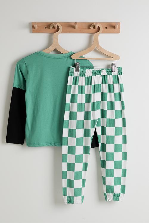Pj set - green/checkerboard