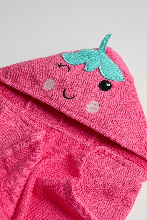 Strawberry hooded towel box set - hot pink