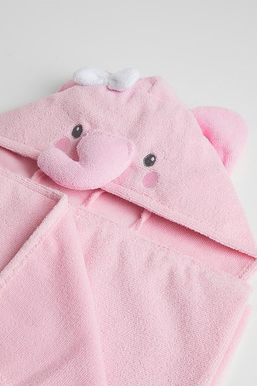 Elephant hooded towel box set - pink