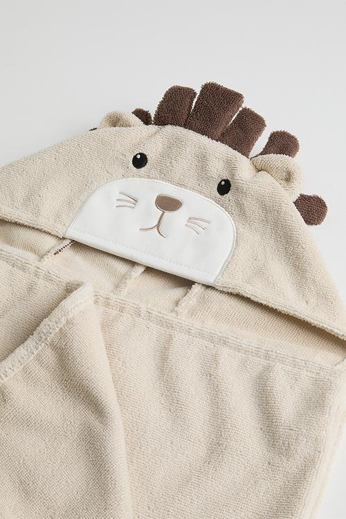 Lion hooded towel box set - beige