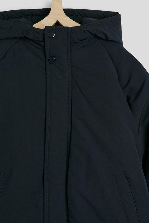 Faux fur lined padded jacket - black
