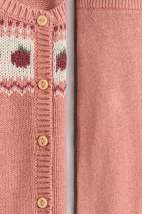 2-piece cotton-knit set - dusty pink