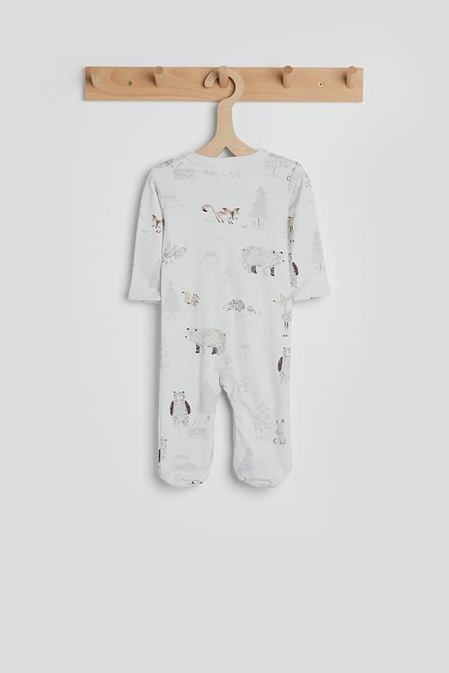 Onesie and bib - off white/woodland animals