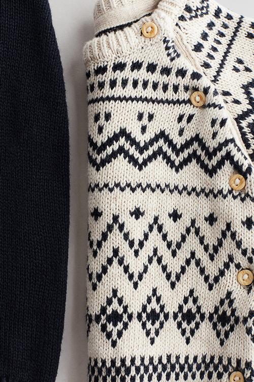 2-piece cotton-knit set - navy blue/patterned