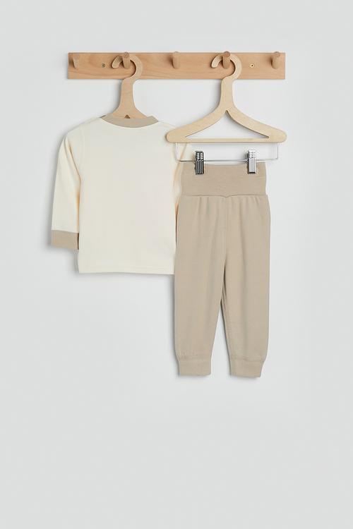 Zebra placement pj set - cream/light brown