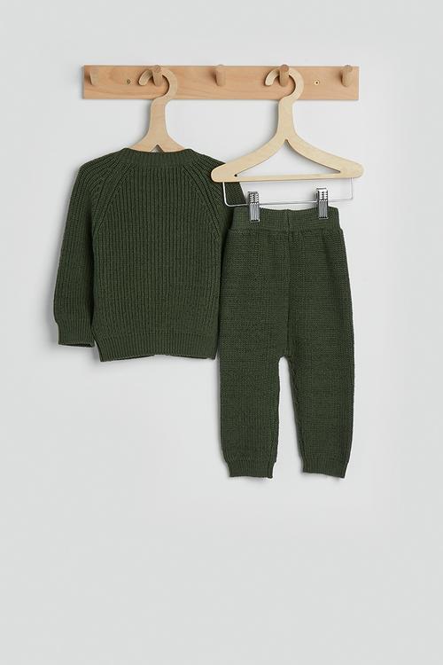 Knit cardigan & joggers - fern green