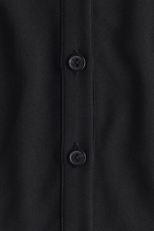 Twill polo dress - black