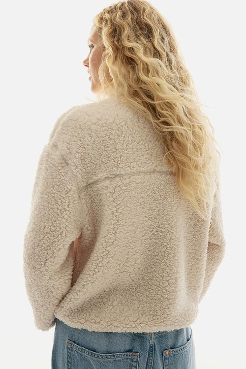Zip-top teddy sweatshirt - light beige
