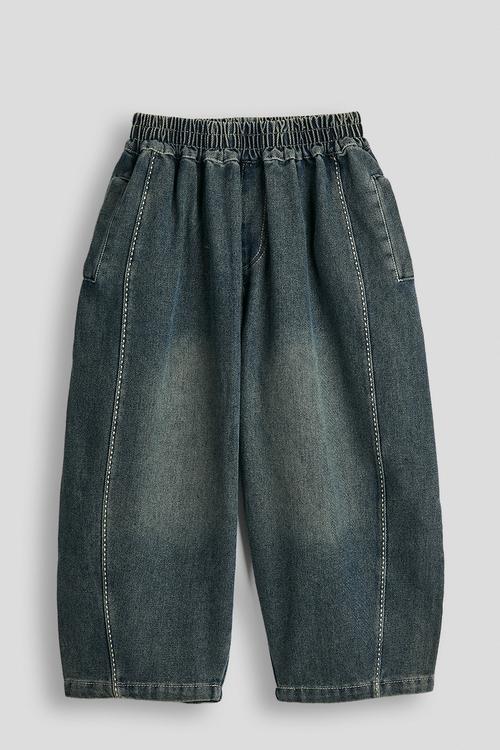 Panelled wide leg jeans - blue