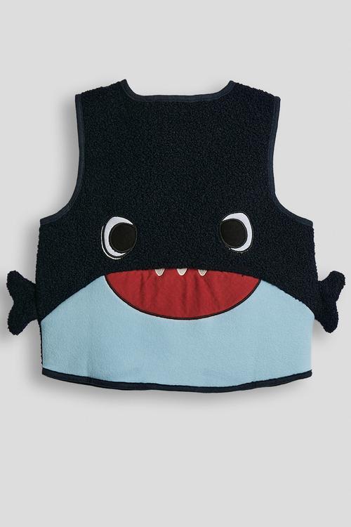 Boiled faux fur shark character vest - navy/multi