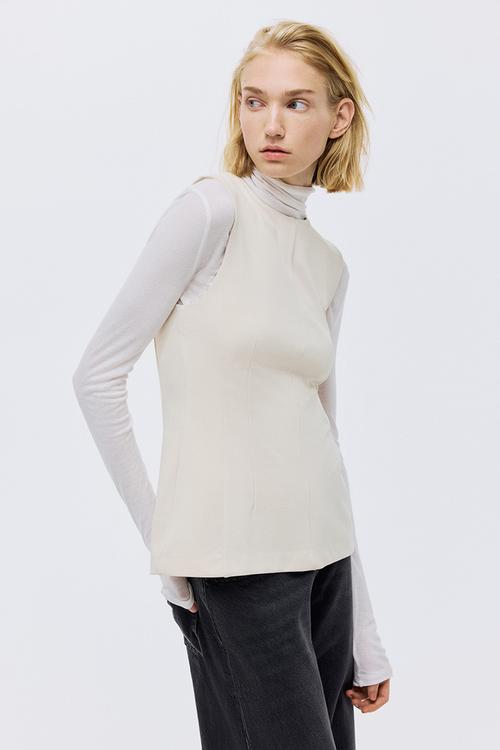 Ponte di roma peplum top - light beige