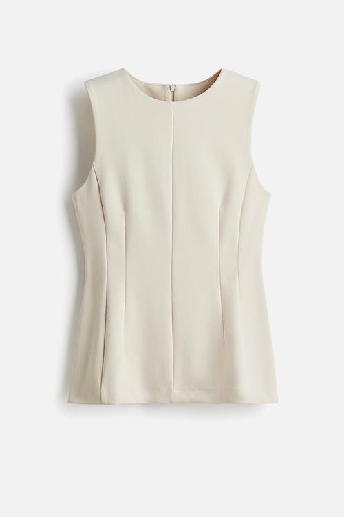 Ponte di roma peplum top - light beige