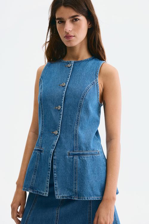 Denim waistcoat - denim blue