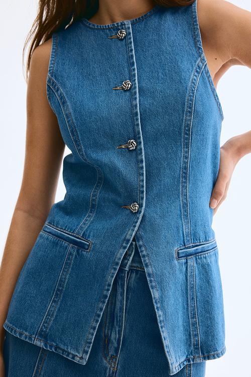 Denim waistcoat - denim blue