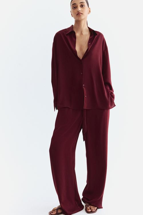 Wide trousers - burgundy
