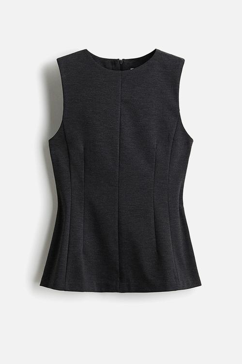 Ponte di roma peplum top - dark grey marl
