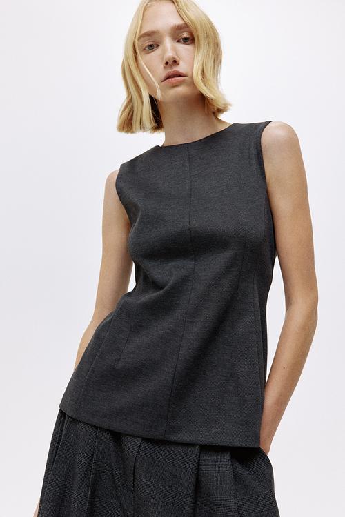Ponte di roma peplum top - dark grey marl