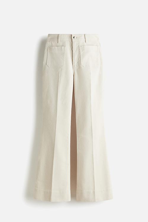 Flared corduroy trousers - light beige