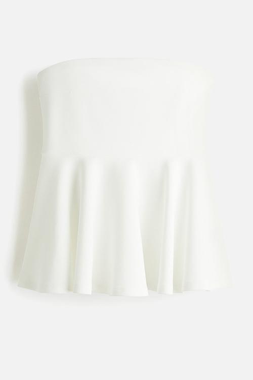 Bandeau peplum top - white