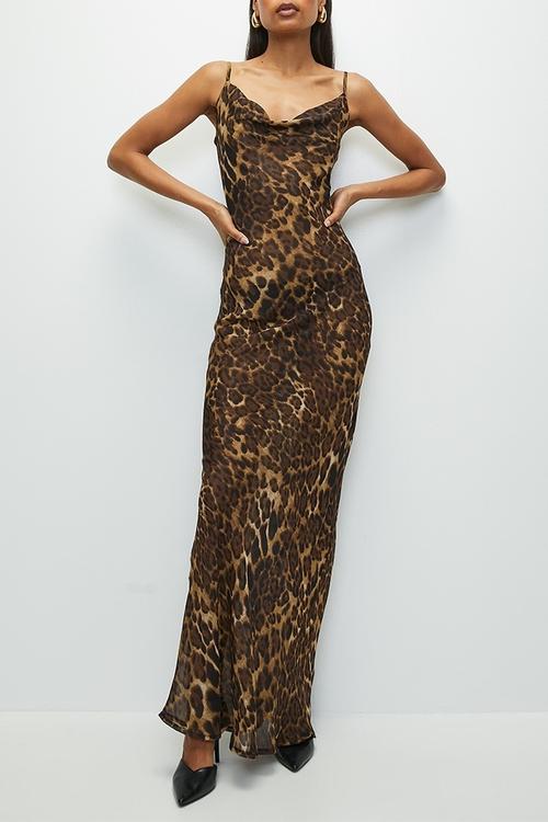 Animal Maxi Slip Dress - Leopard
