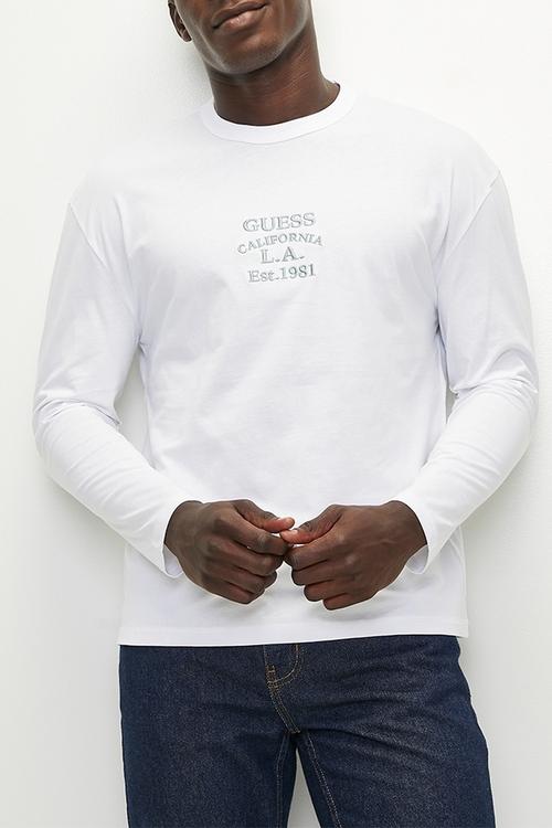 Long sleeve  cn over embro tee - pure white